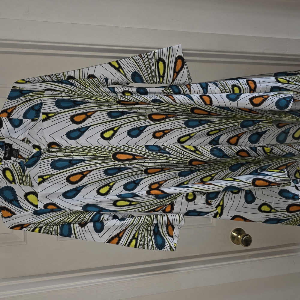Colorful Peacock Feather Print Blouse